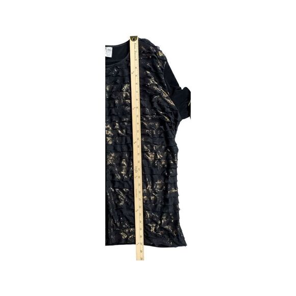 Chico's Travelers Cardigan Size XL 3 Shimmery Ruffles Black Gold Elegant Gala - Picture 8 of 10